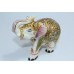 India Natural white Marble Stone Elephant Figure Gold Hand Painted Gift Item